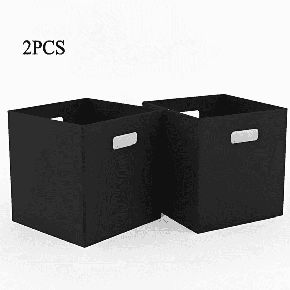 Collapsible Fabric Cube Storage Bin, Black Thick Fabric Organizer with Dual Reinforced Handles