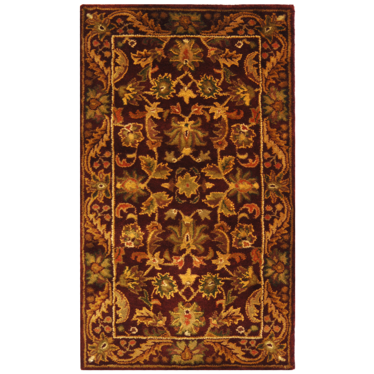 SAFAVIEH Antiquity Carmella Floral Bordered Wool Area Rug, Wine/Gold, 3' x 5' - image 4 of 10