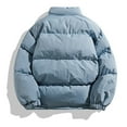 thumbnail image 3 of LpwkSSA Men's Puffer Jacket Zipper-Up Parka Solid Color Stand Collar Long Sleeve Jacket Fall Winter Warm Thicken Padded Coat Outerwear Blue L, 3 of 8