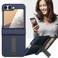 thumbnail image 7 of for Samsung Galaxy Z Flip 6 Case with Hinge Protection & Stand Holder & Tempered Glass Screen Protector, Slim Fit Dual Layer Hard PC Rubber Bumper Shockproof Protective Cover, Navyblue, 7 of 7