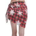 thumbnail image 2 of Disketp Snowflakes On A Buffalo Plaid Women Swimsuit Cover Up Short Chiffon Summer Beach Sarong Bikini Wrap Skirt Bathing Suit, 2 of 7