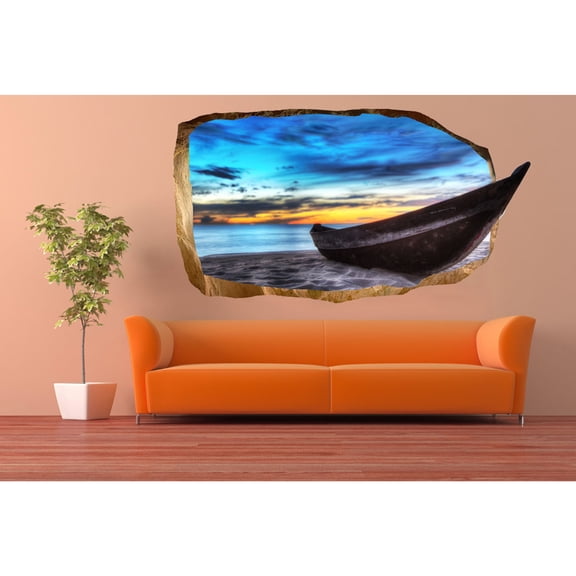 Startonight 3D Mural Wall Art Photo Decor Boat in your Room Amazing Dual View Surprise Wall Mural Wallpaper for Bedroom Beach Wall Paper Art Gift Large 47.24 ?? By 86.61 ??
