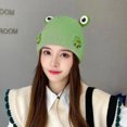 thumbnail image 4 of Gorro de lana con protección para las orejas con forma de rana de dibujos animados, divertido gorro de lana holgado y cálido para esquiar en invierno, 4 of 5
