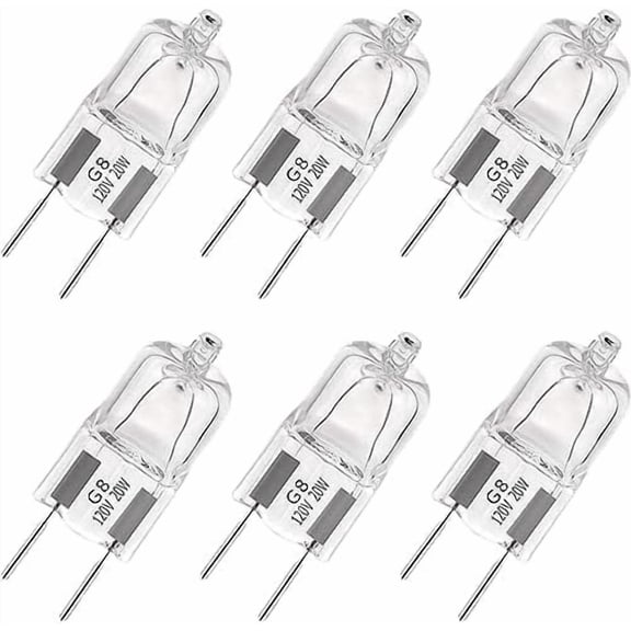 G8 Halogen Light Bulbs 20W 120V G8 Base 2Pin T4 JCD Type 2700K for Microwave Oven Replacements,for Candle Warmer Light Bulbs, Wax melt Bulbs(Pack of 6)$$