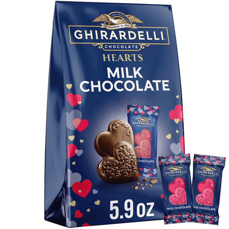 Ghirardelli Milk Chocolate Duet Hearts for Valentines, 5.9 oz Bag
