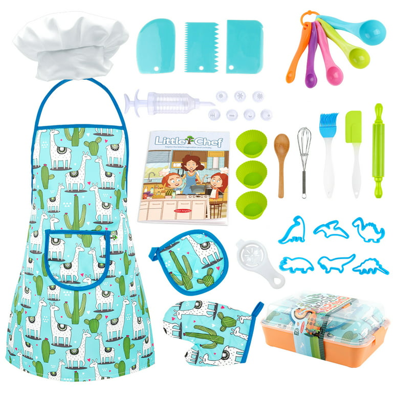 Kids Cooking and Baking Chef Set for Little Girls, 36PCS Complete Cooking  Sets, Toddler Dress Up & Pretend Play Costume Clothes, Kit w/ Green Kid  Chef