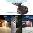 thumbnail image 2 of LEONLITE 2 Pack LED 3CCT Flood Light Dusk to Dawn, 40W Sensor Security Light, 3000K/4000K/5000K Selectable, Adjustable Head, Bronze, 2 of 5