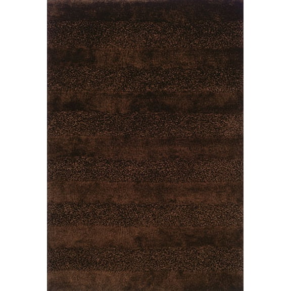 Moretti Skyline Shag Area Rug 27203 Brown Shaggy Stripes 6' 9" x 9' 6" Rectangle