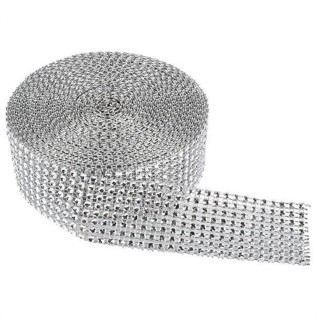 Mesh Ribbon, 3 Colors 8 Rows 10 Yard Hot Trimmable Mesh Ribbon Sparkling Rhinestone Crystal Warp