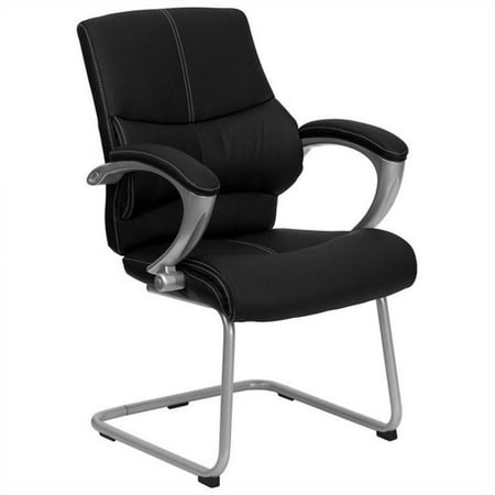 Leather Office Guest Chair - Scranton & Co Executive Side Office Guest Chair with Black Leather