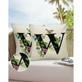 thumbnail image 6 of Pack of 2 Outdoor Pillow Covers, Spring W Letter with Green Leaves Beige Texture Waterproof Square Throw Pillowcase Cushion Decorative Pillow Covers for Couch Patio Tent, 18x18 in, 6 of 6