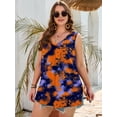 thumbnail image 5 of SHOWMALL Women's Plus Size Summer Tank Top, Soft Stretchy V Neck Pleated Tunic for Travel and Lounge, Yp Ink Navy 2X Sleeveless Side Slit Casual Layering Sun Shirt, 5 of 8