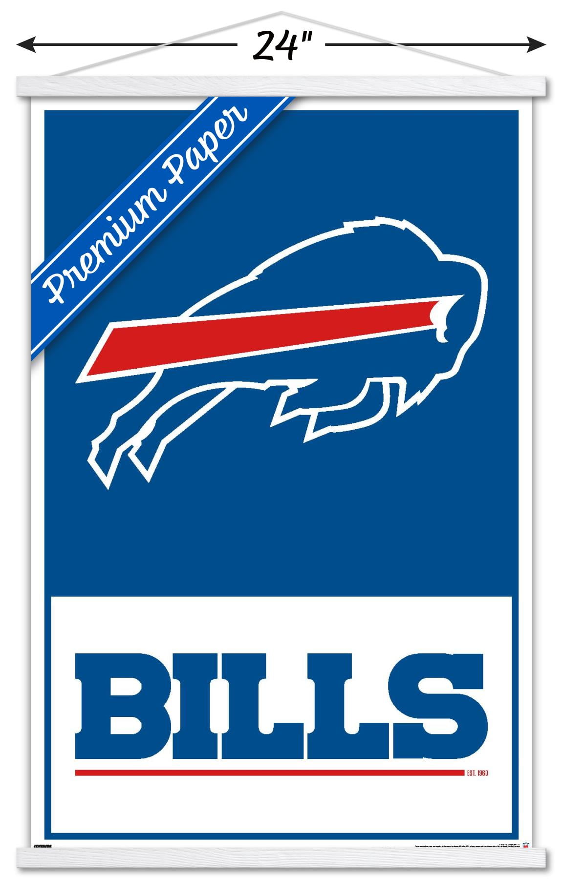 Trends International NFL Buffalo Bills - Retro Logo 15 Unframed Wall Poster  Print Clear Push Pins Bundle 22.375 x 34