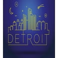 thumbnail image 3 of Detroit Duvet Cover Set, Minimalistic Graphic Cityscape of Detroit City Architecture and Sky Elements, Decorative 3 Piece Bedding Set with 2 Pillow Shams, Queen Size, Blue and Yellow, by Ambesonne, 3 of 3