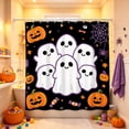 thumbnail image 4 of Lilixerw Halloween Shower Curtain Decoration, Cute Ghost Pumpkin Spider Printed Bath Curtain with 12 Hooks, for Bathroom, Shower Nook and Holiday Home Accent, 70.87x47.24 inch, 4 of 6