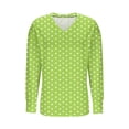 thumbnail image 4 of Dasayo Green Women's Tops Long Sleeve V-Neck Loose Fitting Blouses Side Split Cute Polka Dot Fall Tees Woman Shirts L, 4 of 4