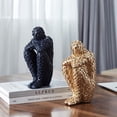 thumbnail image 5 of Modern Thinking Human Figurines Resin Abstract Statues Living Room Decoration Office Desk Decor Home Decoration (Golden), 5 of 5