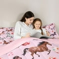 thumbnail image 5 of Homewish Galloping Horse 3 Pieces Queen Comforter Set for Teens,Farmhouse Animal Ultra Soft Bedding Sets,Chic Flower Rose Bedding Comforter Set,Breathable Home Decor,Reversible, 5 of 8