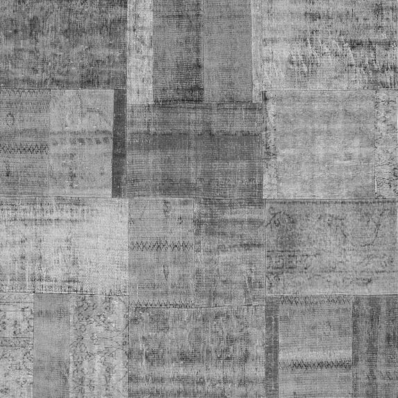 Ahgly Company Indoor Square Patchwork Gray Transitional Area Rugs, 5' Square