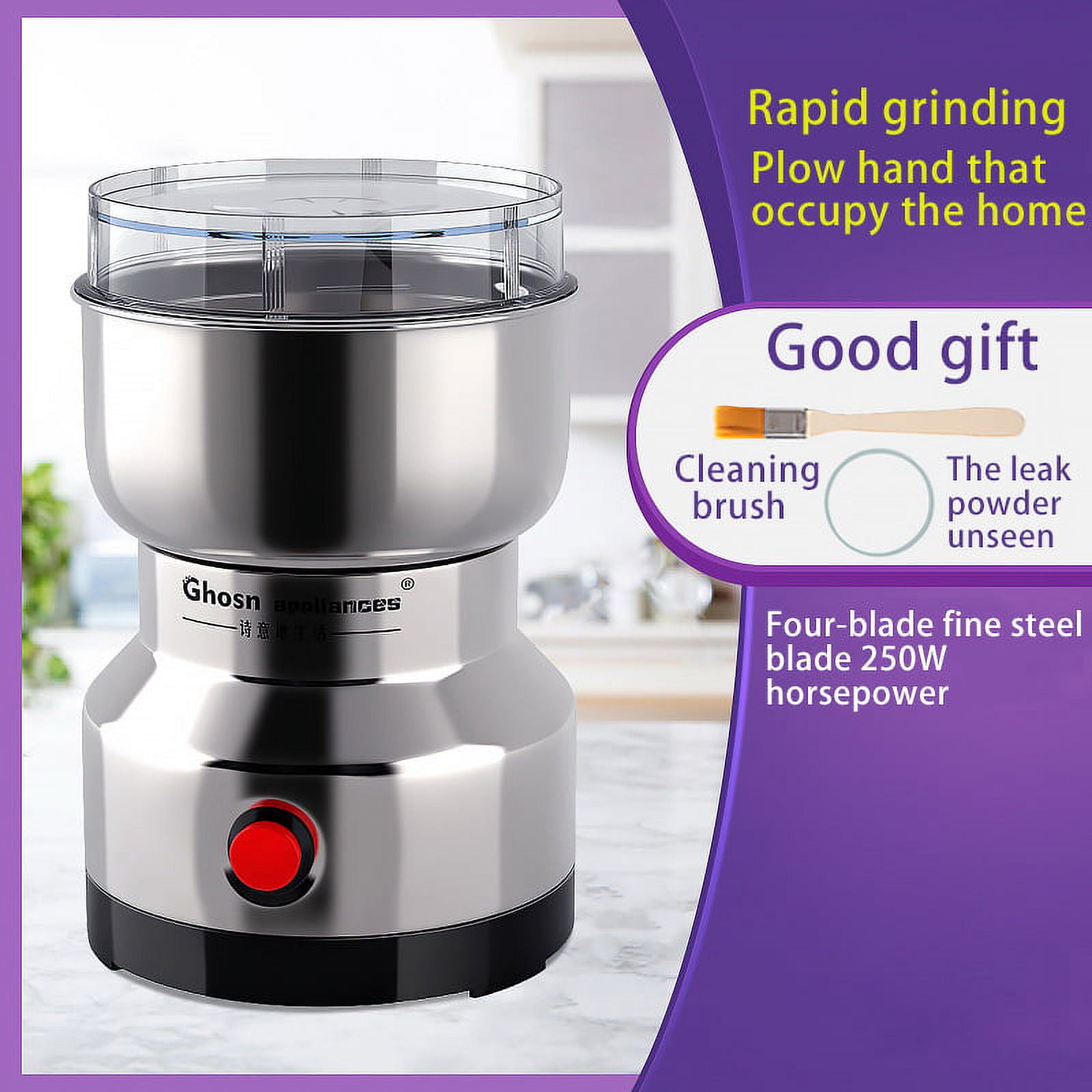 Four-bladed Knife Head Coffee Grinder, Electric Herb Grinder with
