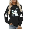 thumbnail image 6 of Ounisa Thanksgiving Halloween Pumpkin Sweatshirt Crewneck Pullover Ghost Print Casual Loose Long Sleeve Tops Shirts, 6 of 8