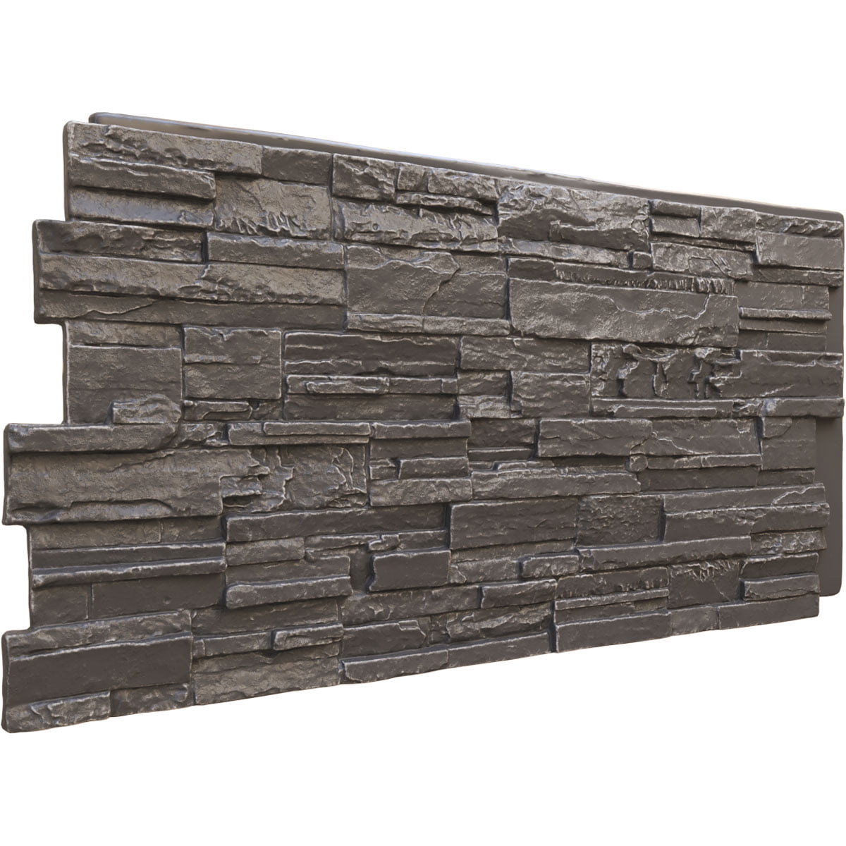Ekena Millwork 48.625"W x 24.75"H x 1.25"D Cascade Stacked Stone, StoneWall Faux Stone Siding Panel, Slate Gray