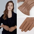 thumbnail image 3 of Women Leather Gloves Driving Ladies TouchScreen Gloves Ruched, 3 of 6