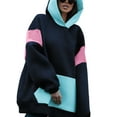 thumbnail image 2 of Seyurigaoka Women Hooded Sweatshirts Contrast Color Casual Loose Long Sleeve Pullover Tops with Pockets Autumn Streetwear, 2 of 7