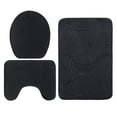 thumbnail image 3 of 3 PCS Bathroom Mat Set Stone Embossed Toilet Lid Cover Floor Mats Bathtub Side Absorbent Carpets Black, 3 of 6