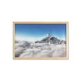 thumbnail image 1 of Mountain Wall Art with Frame, Highest Mountain Above the Clouds with Clear Sunny Sky Background Earth is Magic, Printed Fabric Poster for Bathroom Living Room, 35" x 23", White Blue, by Ambesonne, 1 of 2