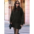 thumbnail image 6 of Women Sweater Skirt Sets 2 Pieces Outfits Loose Fit Pullover Sweater Knitted Mini Skirt Dark Coffee L, 6 of 8