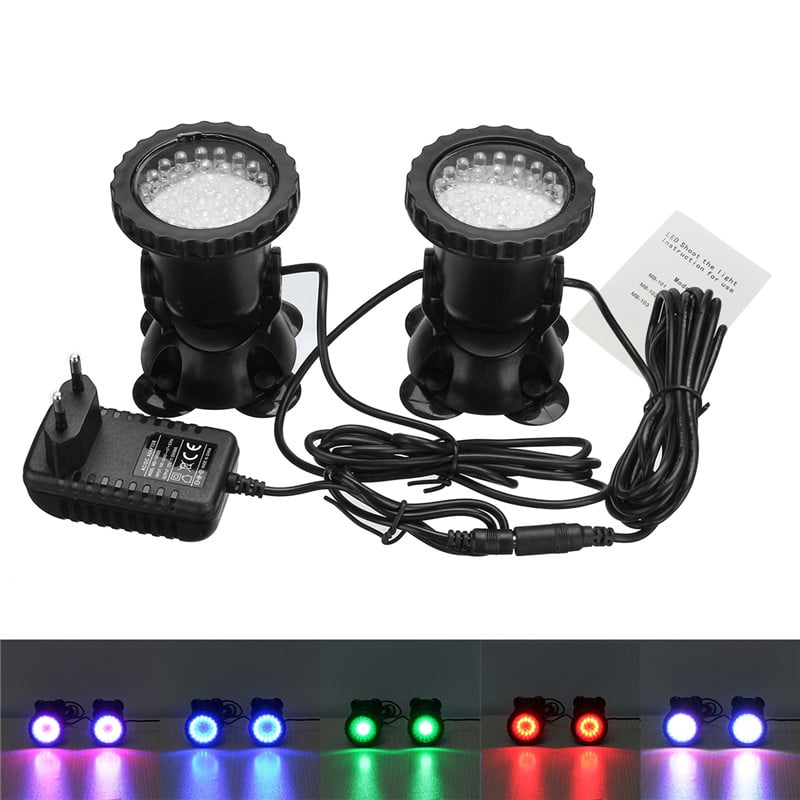 Submersible 36 LED RGB Fish Tank Pond Spot Lights for Underwater Pool Fountain 