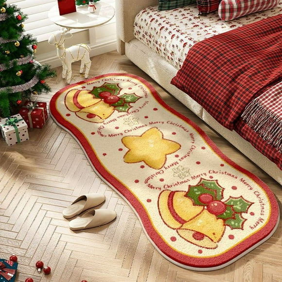 IROINID Décorations de Noël Intérieur Extérieur, Décorations de Sapin de Noël, Décorations de Noël Dessins Animés Imitation Cachemire Tapis de Chevet Chambre Peut s'Asseoir Ou Dormir Tapis