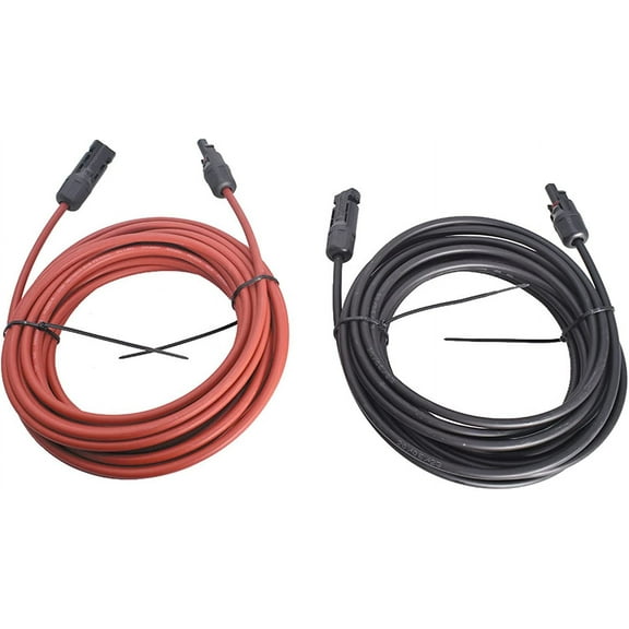 PET-U 20FT Solar Panel Extension Cable 12AWG Red   Black Solar Panel Extension Cable Wire with Female and Male Connector Solar Connector