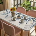 thumbnail image 3 of Navy Blue Eucalyptus Table Cloths for 6 Foot Rectangle Tables, Farmhouse Weeping Leaves Linen Patio Waterproof Elastic Fitted Tablecloths, Washable Rectangular Table Cover for Camping, 3 of 8