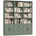 thumbnail image 4 of Hiphuta 71" Tall Triple Row 4-Tier Bookcase with 12 Open Cubes, 59" Wide Extra Large Display Bookshelf with 4 Doors and 2 Drawers, for Office Living Room, Green, 4 of 9
