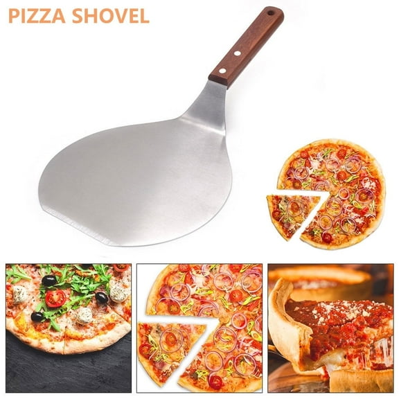 Pizza Peel Metal Round Pizza Paddle, Large Pizza Spatula with Wood Handle for Baking Homemade Pizza and Bread