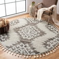 thumbnail image 2 of SAFAVIEH Moroccan Tassel Shag Desmond Area Rug, Ivory/Brown, 6'7" x 6'7" Round, 2 of 7