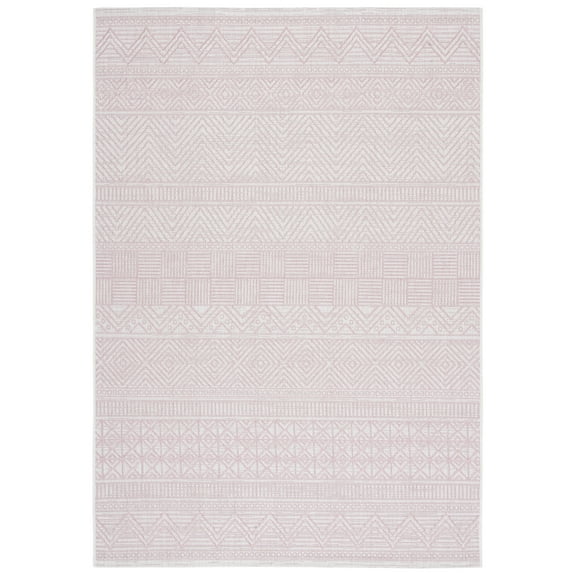 SAFAVIEH Courtyard Altan Geometric Indoor/Outdoor Area Rug, Ivory/Pink, 8' x 10'