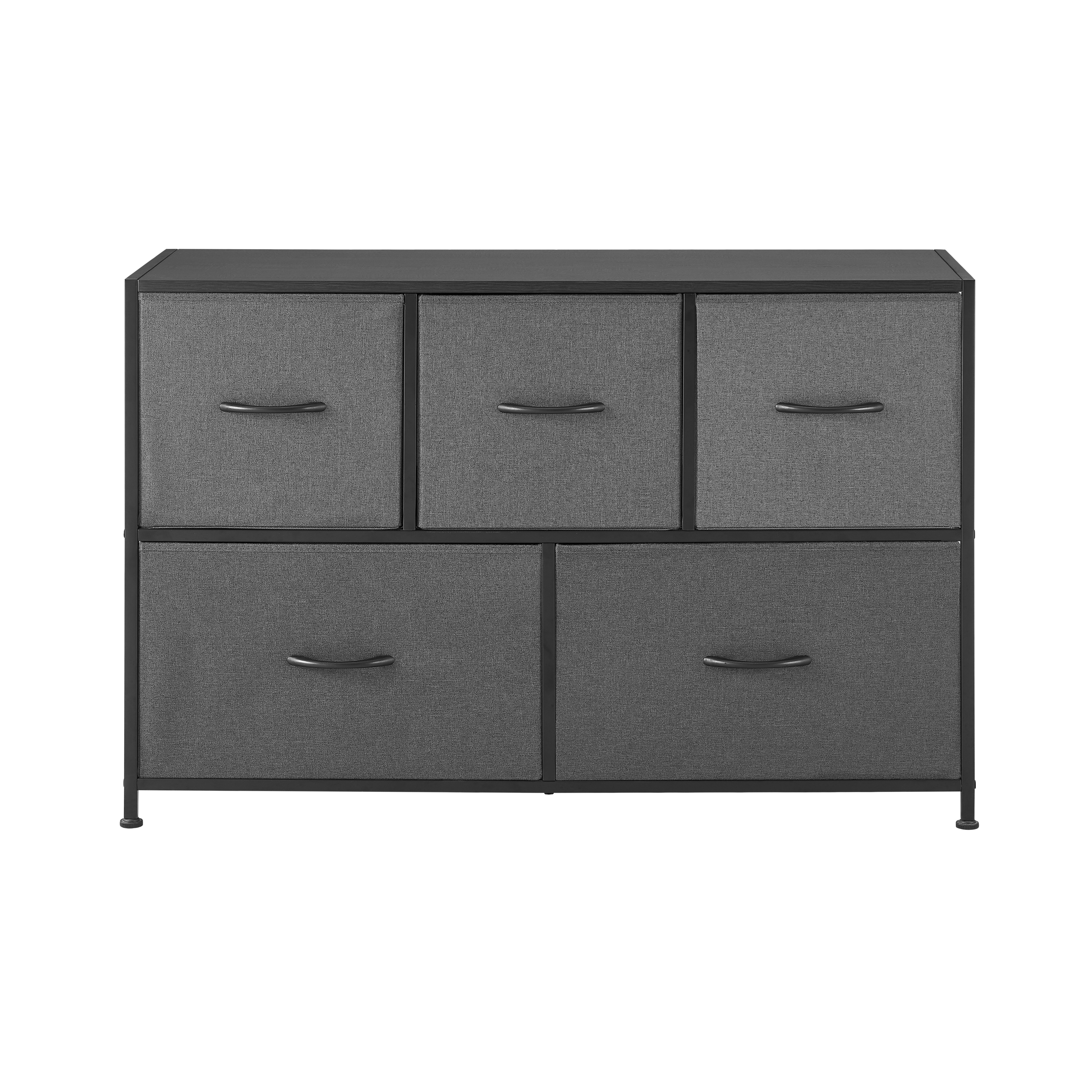 (Paquete de 3) Cómoda de Tela de 5 Cajones, 40 pulg de Ancho, para Dormitorio, Mainstays, Gris 5