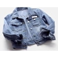 thumbnail image 6 of Women's Classic Cropped Denim Jacket Lapel Button Down Long Sleeve Jean Coat Vintage Wash Short Jean Jacket Casual Trucker Coat Blue, 6 of 9