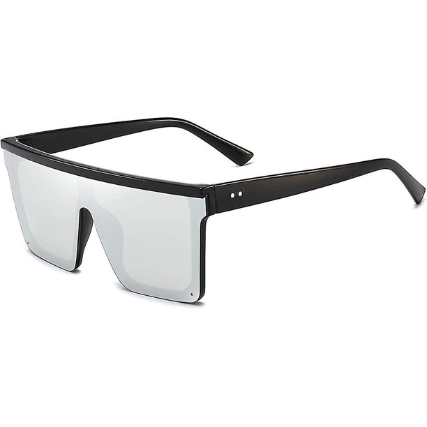 Gafas de sol cuadradas de gran tamaño para mujeres y hombres, gafas de sol con montura negra grande y parte superior plana