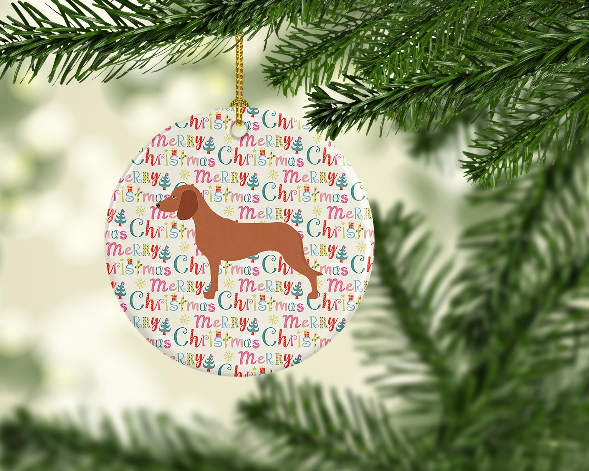 Bavarian Mountian Hound Merry Christmas Ceramic Ornament 2.8 in x 2.8 in