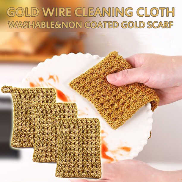 ¡Compra y Aprovecha las Mejores Ofertas!, Cepillo para lavar platos sin grasa con hilo dorado de 5,9 x 3,9 pulgadas, paño para limpiar ollas, herramienta para quitar y limpiar aceite, toalla
