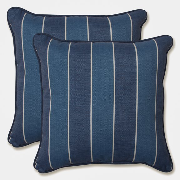 Pillow Perfect 20-inch Knife Edge Square Outdoor Throw Pillows (Set of 2) - Wickenburg Indigo