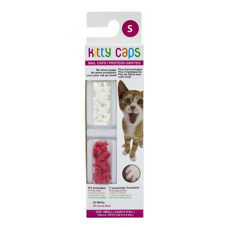 UPC: 0742797787046 | Kitty Caps Nail Caps for Cats | Safe  Stylish & Humane Alternative to Declawing | Covers Cat Claws  Stops Snags and Scratches  Small (6-8 lbs)  Pure White & Coral Red  40 Count