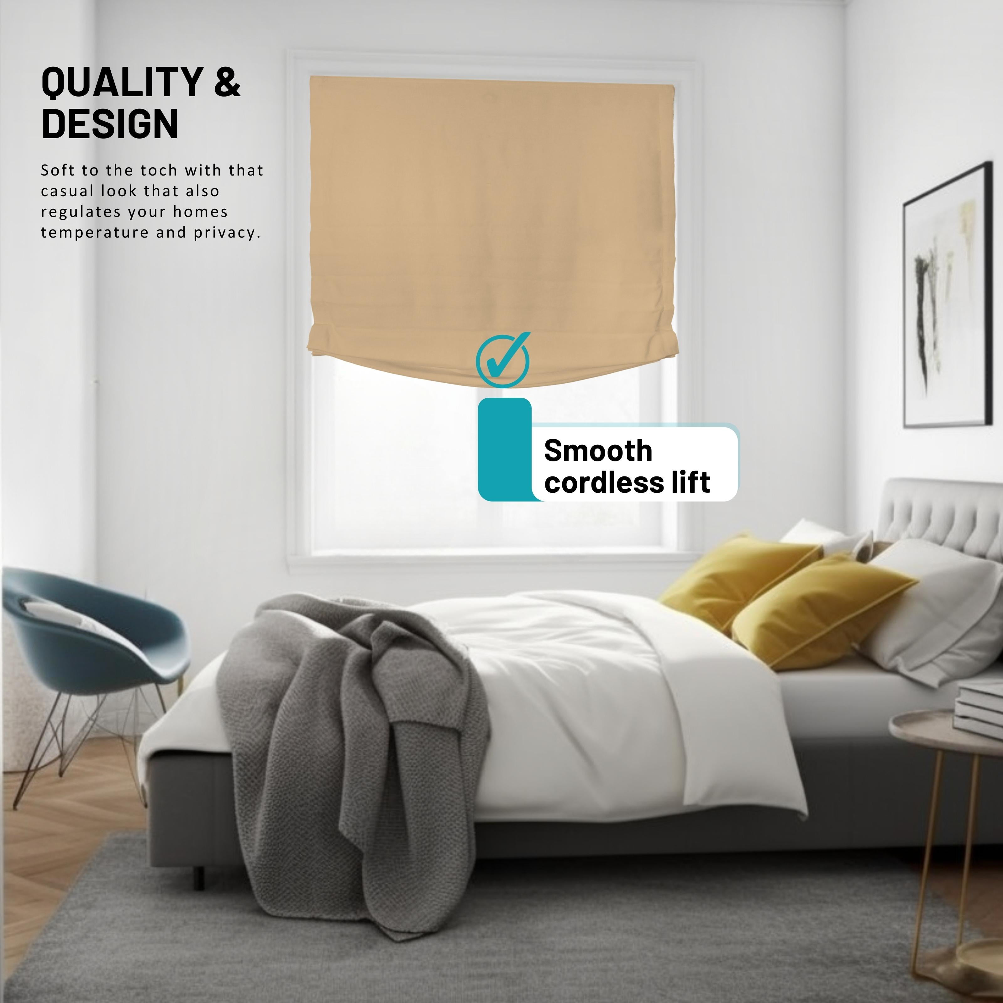 Chicology Cordless Roman Shades, Khaki (Relaxed), 35"W X 64"H