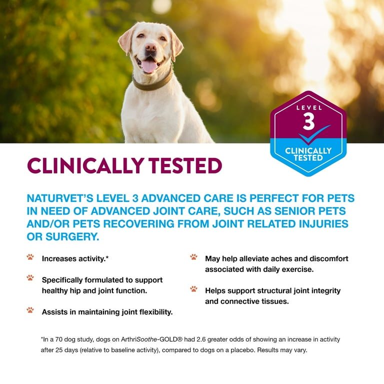 NaturVet ArthriSoothe GOLD Advanced Pet Care Chewable Supplements for Dogs Cats Hip Joint Support 70 Soft Chews Walmart