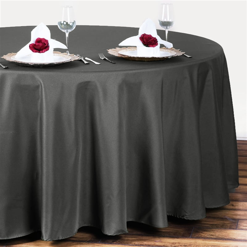 120" Charcoal Gray Polyester Round Tablecloth