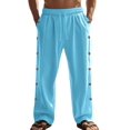 thumbnail image 2 of TANBOM Men's Wide-Leg Straight Casual Pants Drawstring Side Buttons Blue 1-Pack L, 2 of 4